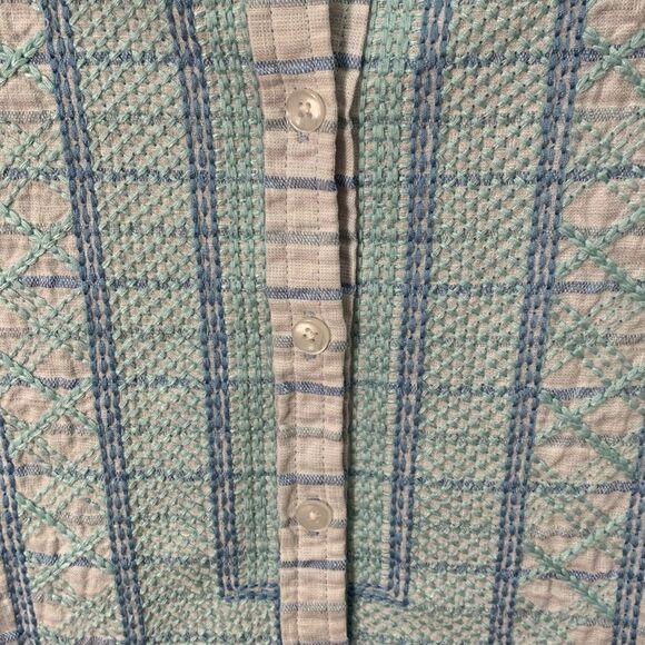 Vinyard Vines linen horizontal striped blue and white tunic embroidered size 0 - Picture 3 of 8